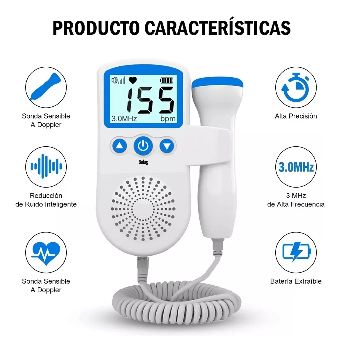 Foto 3 pulgar | Monitor Para Escuchar Latidos Del Bebe  Azul/blanco