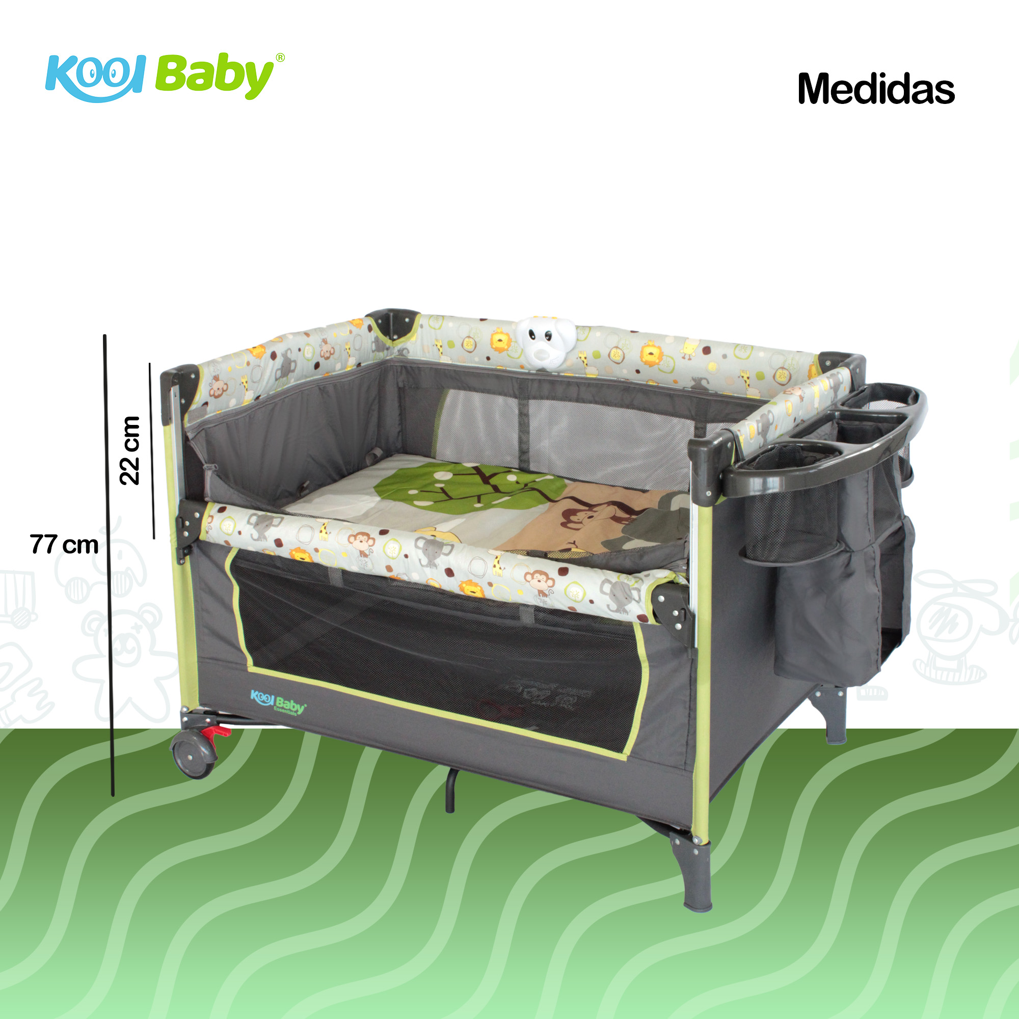 Foto 7 | Cuna de Viaje con Toldo Mosquitero Kool Baby PP-02 color Gris y Verde