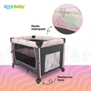 Foto 3 | Cuna de Viaje con Toldo Mosquitero Kool Baby PP-02 color Gris y Rosa