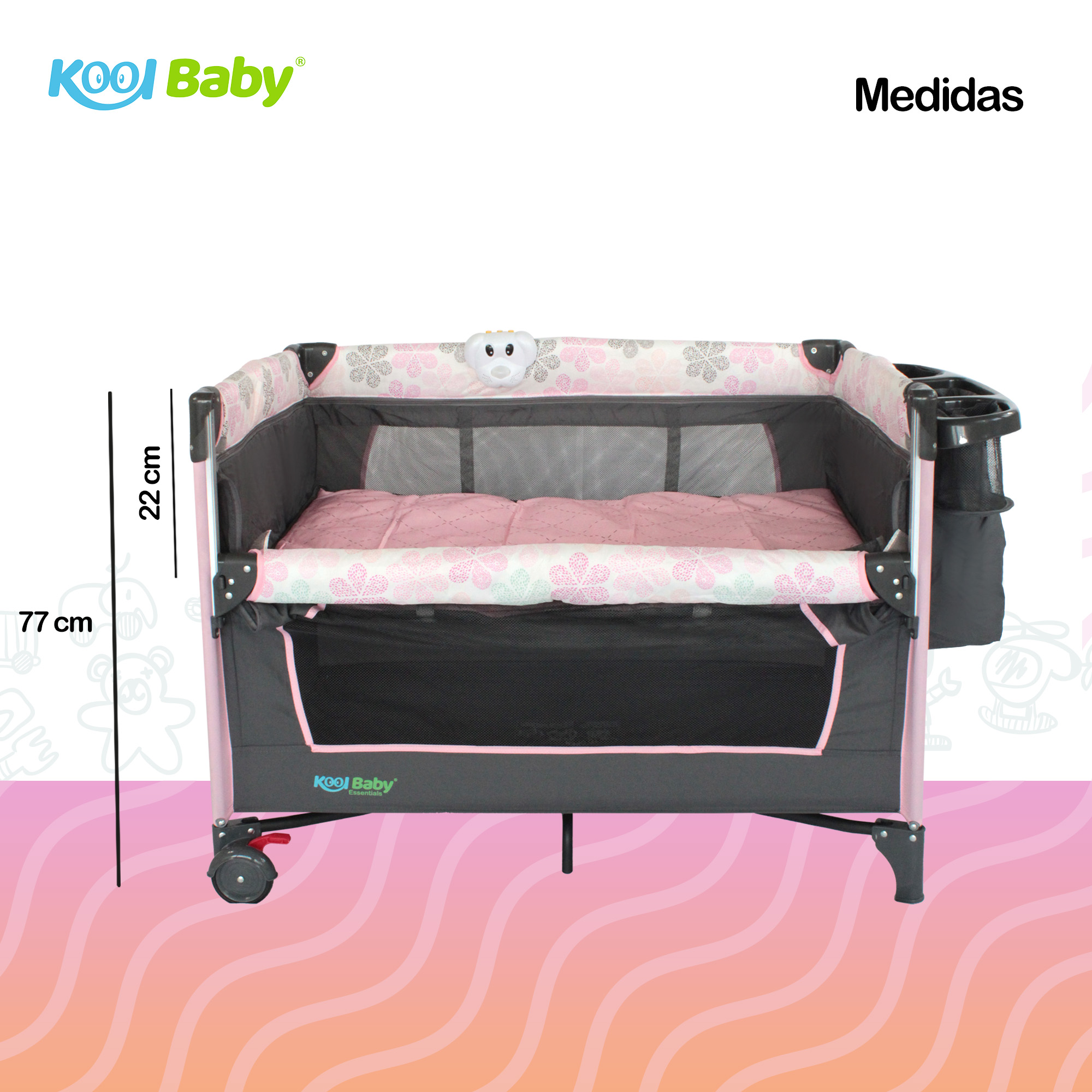 Foto 7 | Cuna de Viaje con Toldo Mosquitero Kool Baby PP-02 color Gris y Rosa