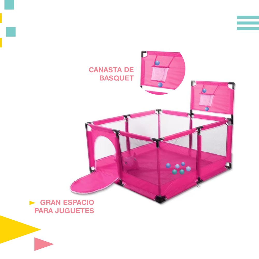 Foto 5 pulgar | Corral con Canasta de Basquetbol Yei color Rosa para Bebé
