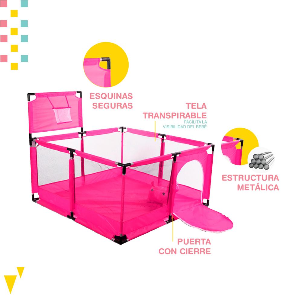 Foto 6 pulgar | Corral con Canasta de Basquetbol Yei color Rosa para Bebé