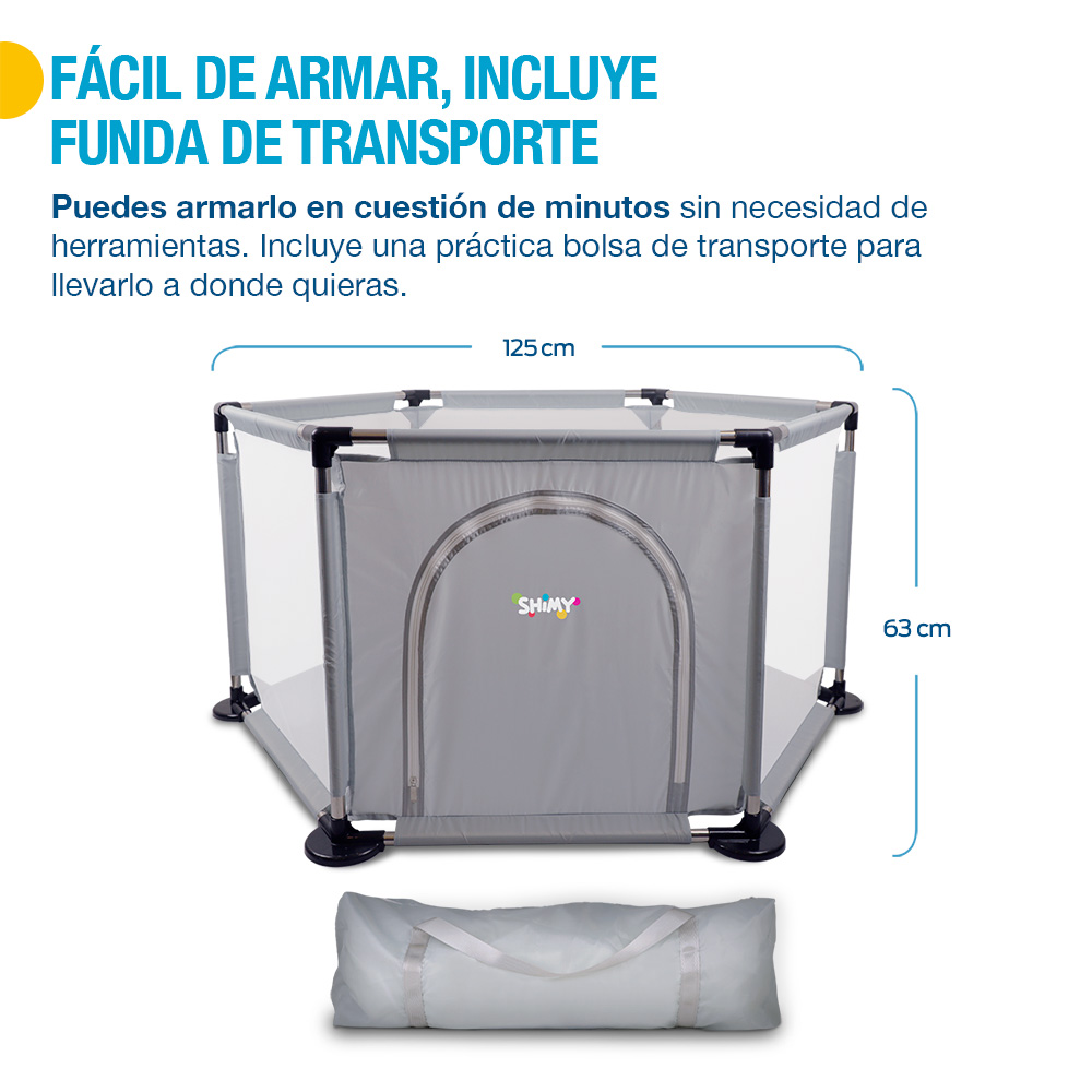 Foto 4 pulgar | Corral para Bebé Portátil Interior Exterior Bolsa De Viaje, Shimy Gris 83282-gl