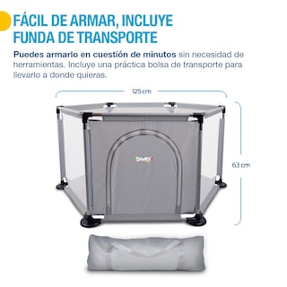 Foto 3 | Corral para Bebé Portátil Interior Exterior Bolsa De Viaje, Shimy Gris 83282-gl