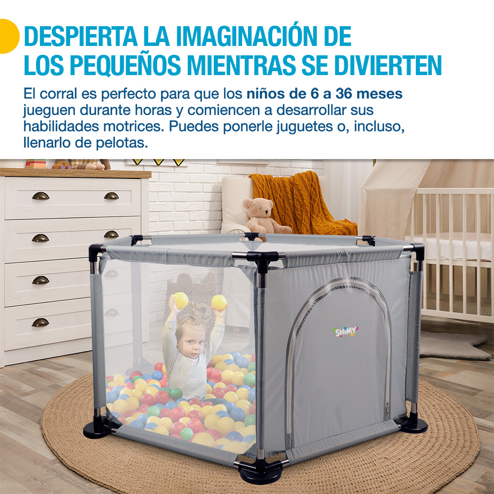 Foto 5 pulgar | Corral para Bebé Portátil Interior Exterior Bolsa De Viaje, Shimy Gris 83282-gl