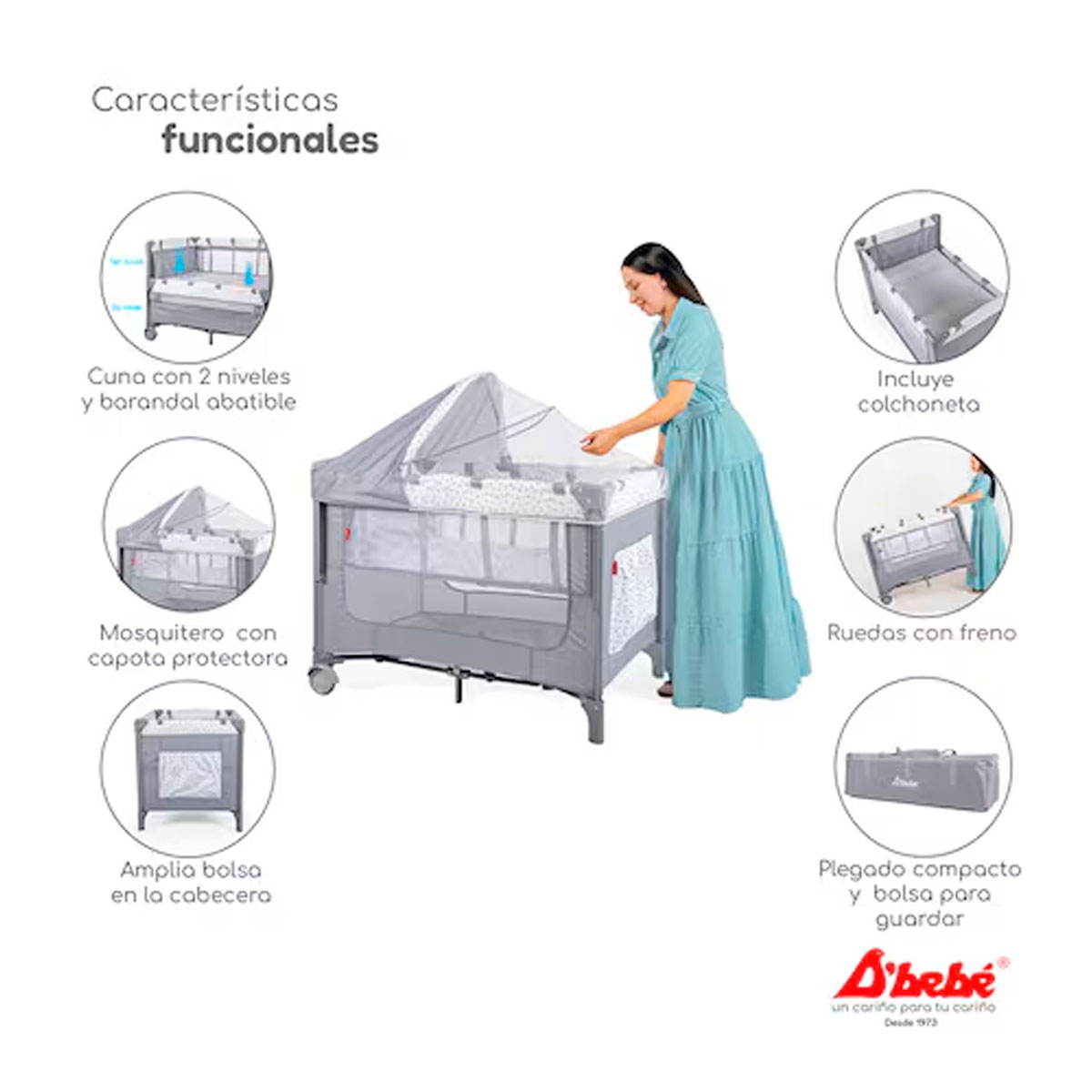Foto 5 | Cuna Colecho Love & Care Bebe  Bebe Gris