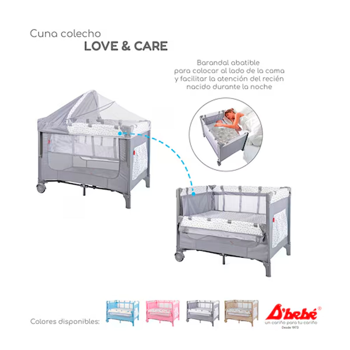 Foto 6 | Cuna Colecho Love & Care Bebe  Bebe Gris