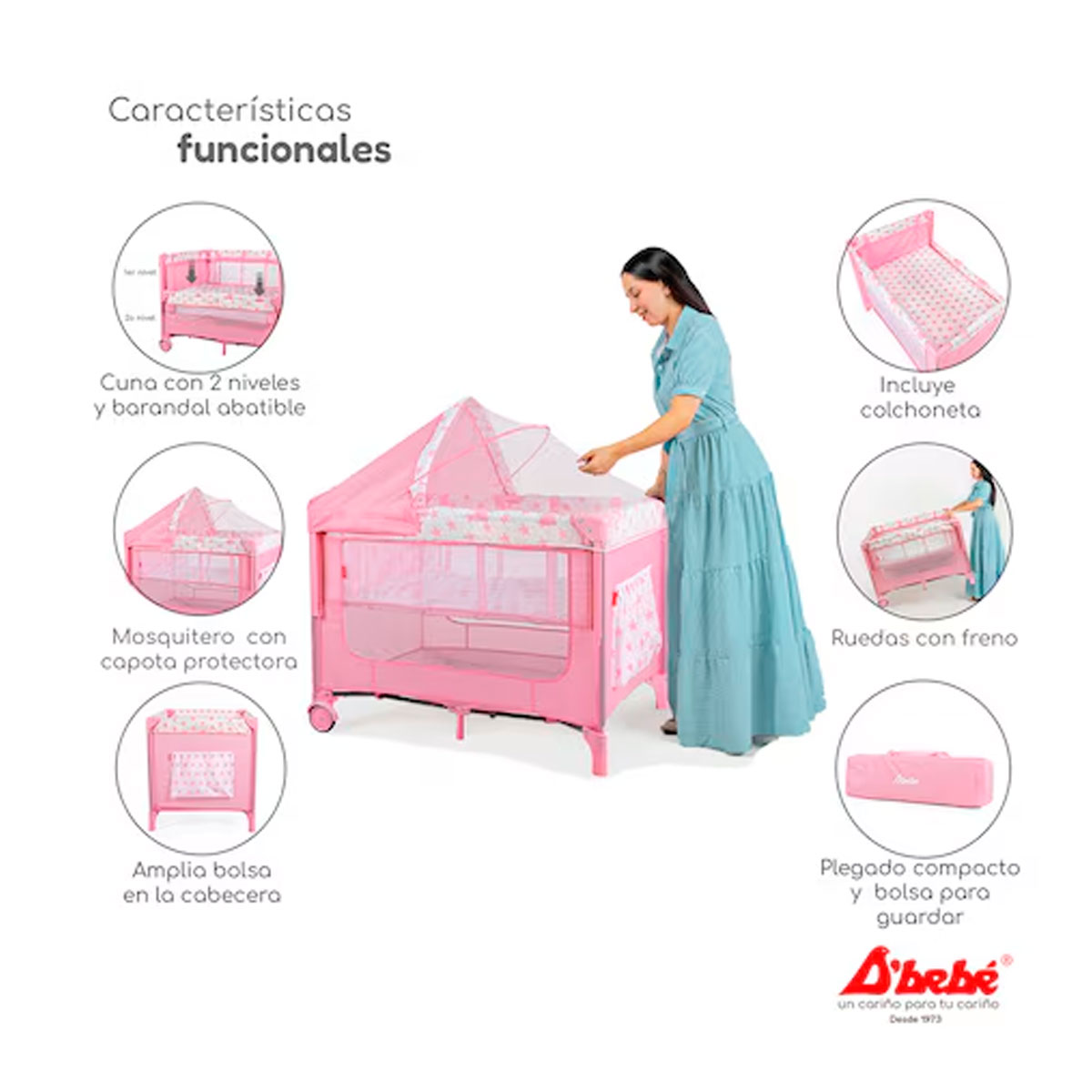 Foto 4 | Cuna Colecho Love & Care Bebe Rosa