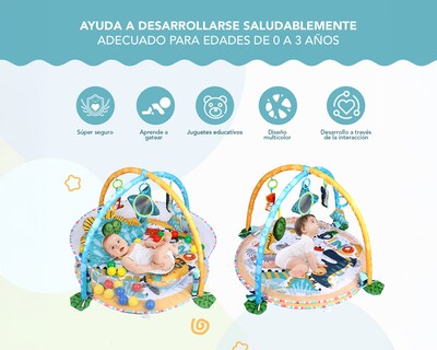 Foto 3 | Gimnasio Bebé Interactivo 3 En 1 Tapete Didáctico Corral De Juegos Incluye Juguetes Pelotas
