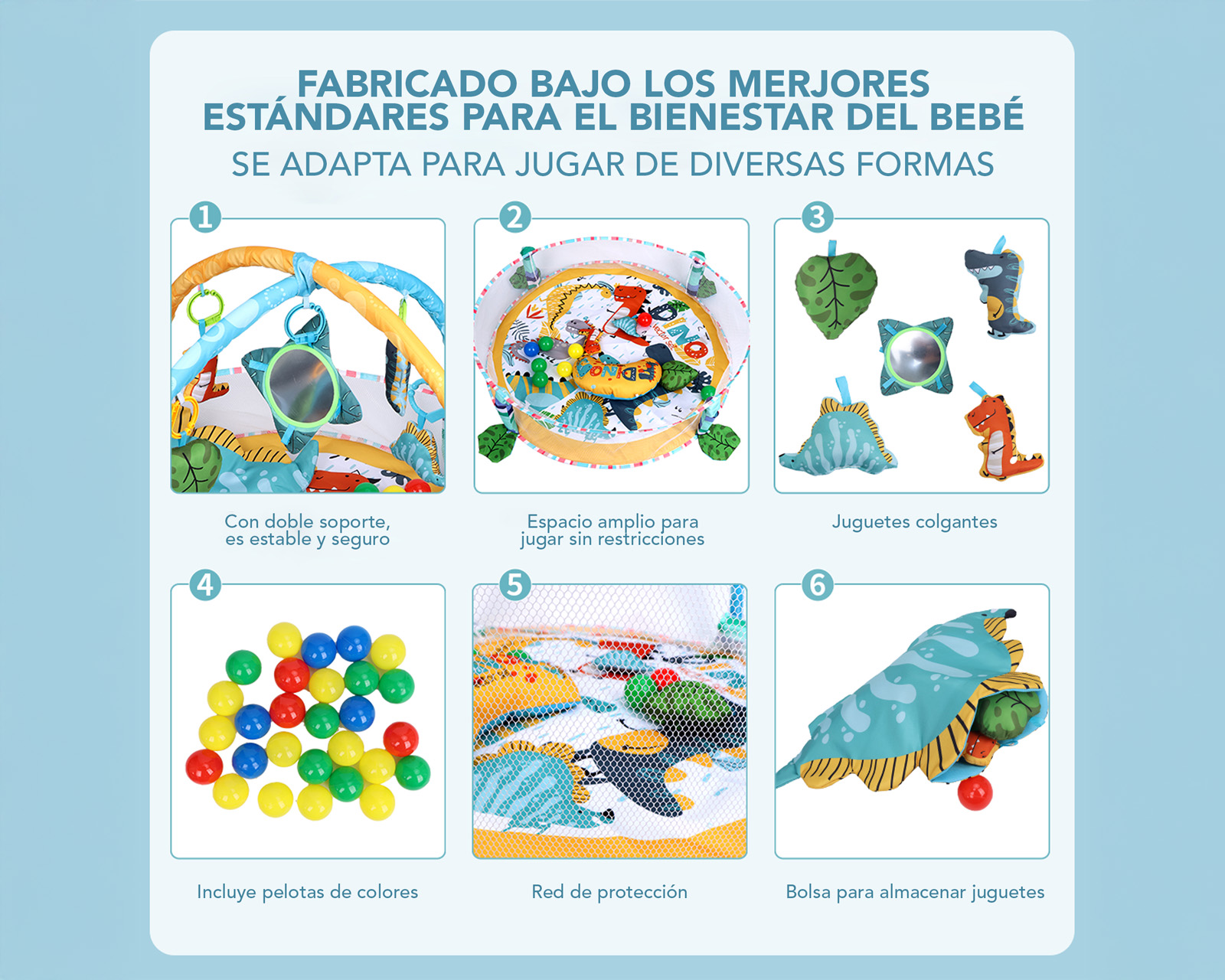 Foto 4 | Gimnasio Bebé Interactivo 3 En 1 Tapete Didáctico Corral De Juegos Incluye Juguetes Pelotas