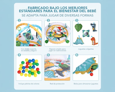 Foto 4 | Gimnasio Bebé Interactivo 3 En 1 Tapete Didáctico Corral De Juegos Incluye Juguetes Pelotas
