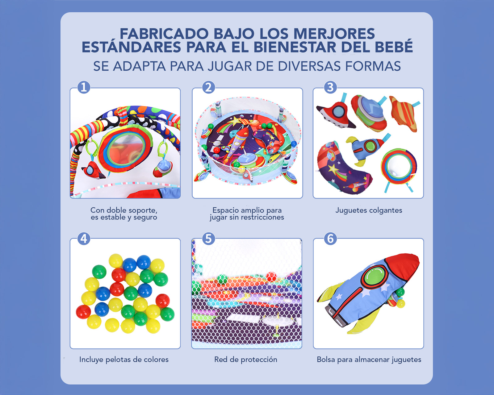 Foto 5 pulgar | Gimnasio Bebé Interactivo 3 En 1 Tapete Didáctico Corral De Juegos Incluye Juguetes  Pelotas