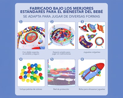 Foto 4 | Gimnasio Bebé Interactivo 3 En 1 Tapete Didáctico Corral De Juegos Incluye Juguetes Pelotas
