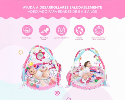 Foto 4 | Gimnasio Bebé Interactivo 3 En 1 Tapete Didáctico Corral De Juegos Incluye Juguetes Pelotas