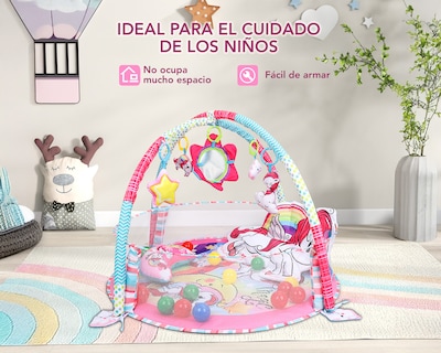 Foto 7 | Gimnasio Bebé Interactivo 3 En 1 Tapete Didáctico Corral De Juegos Incluye Juguetes Pelotas