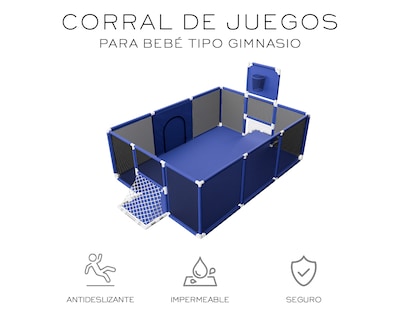 Foto 2 | Corral Infantil Gimnasio De Juegos Para Bebé Seguro Color Azul Basitex