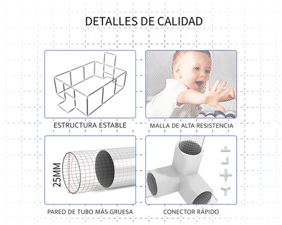 Foto 5 | Corral Infantil Gimnasio De Juegos Para Bebé Seguro Color Azul Basitex