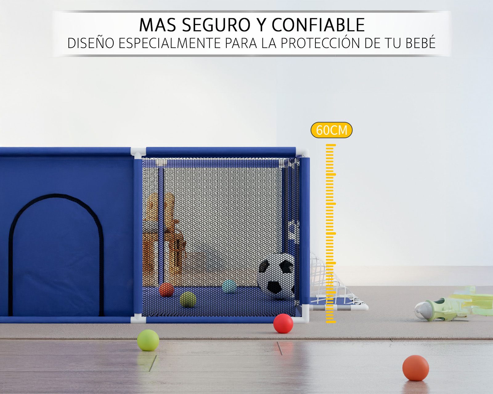 Foto 9 pulgar | Corral Infantil Gimnasio De Juegos Para Bebé Seguro Color Azul Basitex