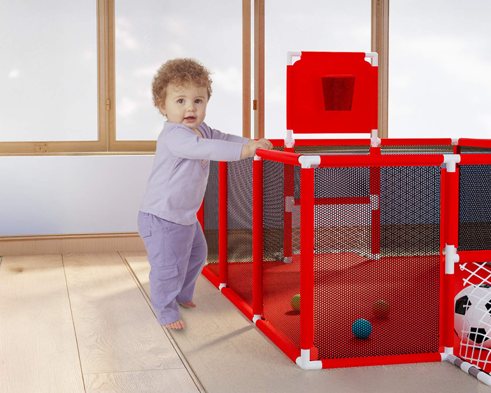 Foto 5 pulgar | Corral Infantil Gimnasio De Juegos Para Bebé Seguro Color Rojo Basitex