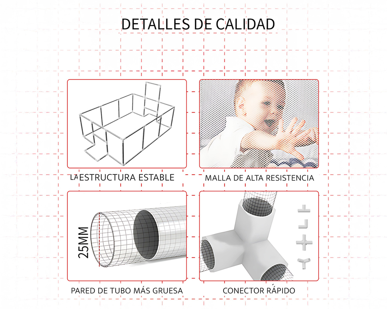 Foto 6 pulgar | Corral Infantil Gimnasio De Juegos Para Bebé Seguro Color Rojo Basitex