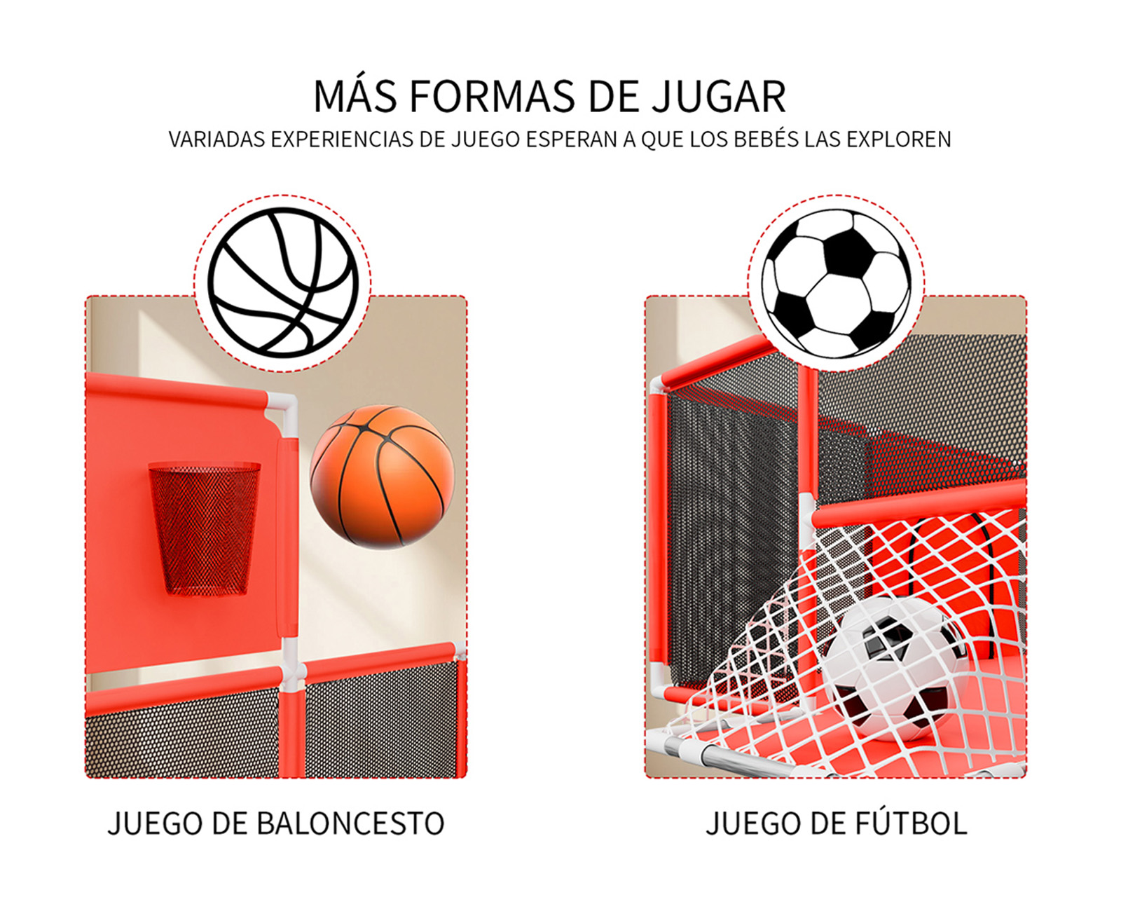 Foto 7 pulgar | Corral Infantil Gimnasio De Juegos Para Bebé Seguro Color Rojo Basitex
