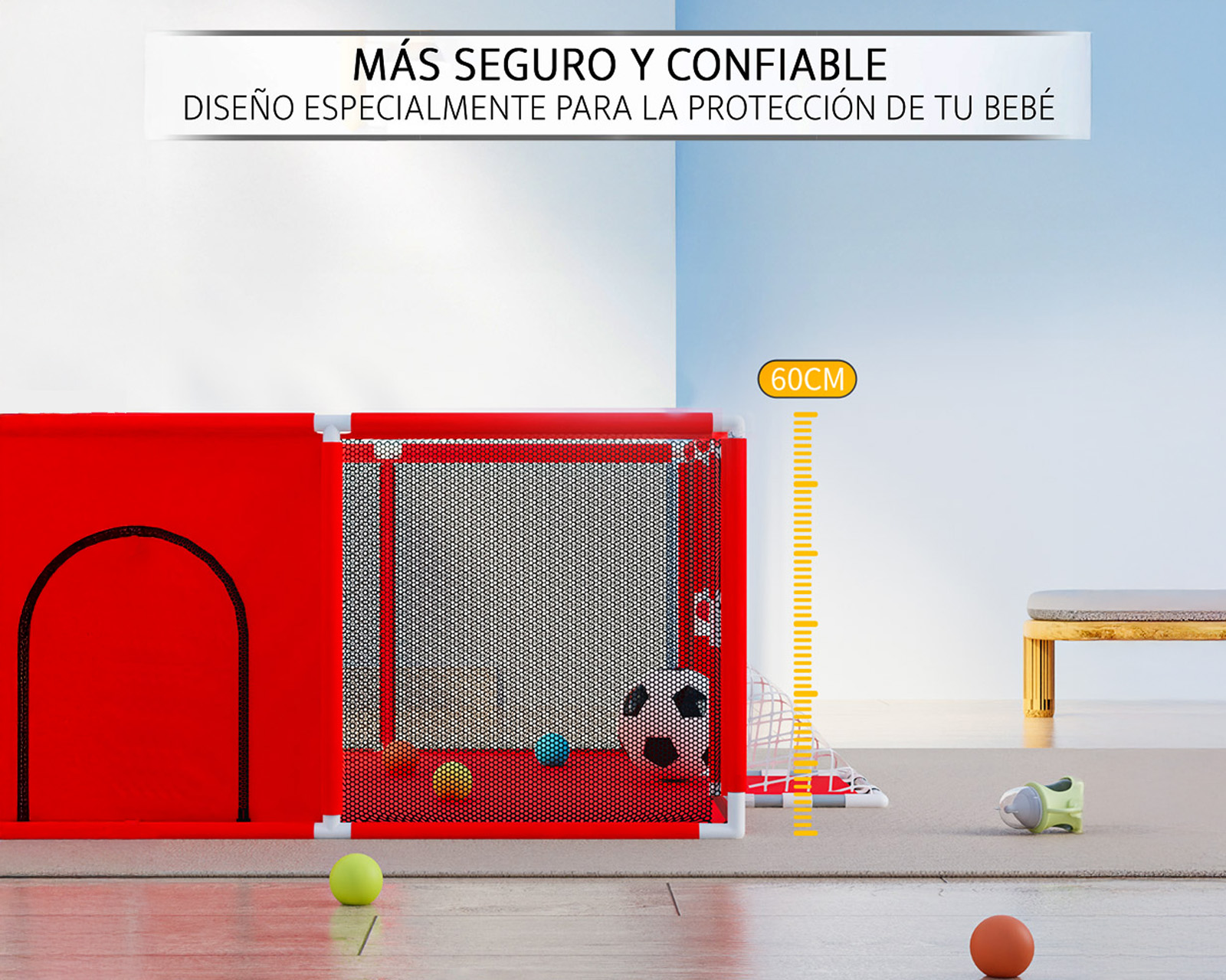 Foto 9 pulgar | Corral Infantil Gimnasio De Juegos Para Bebé Seguro Color Rojo Basitex
