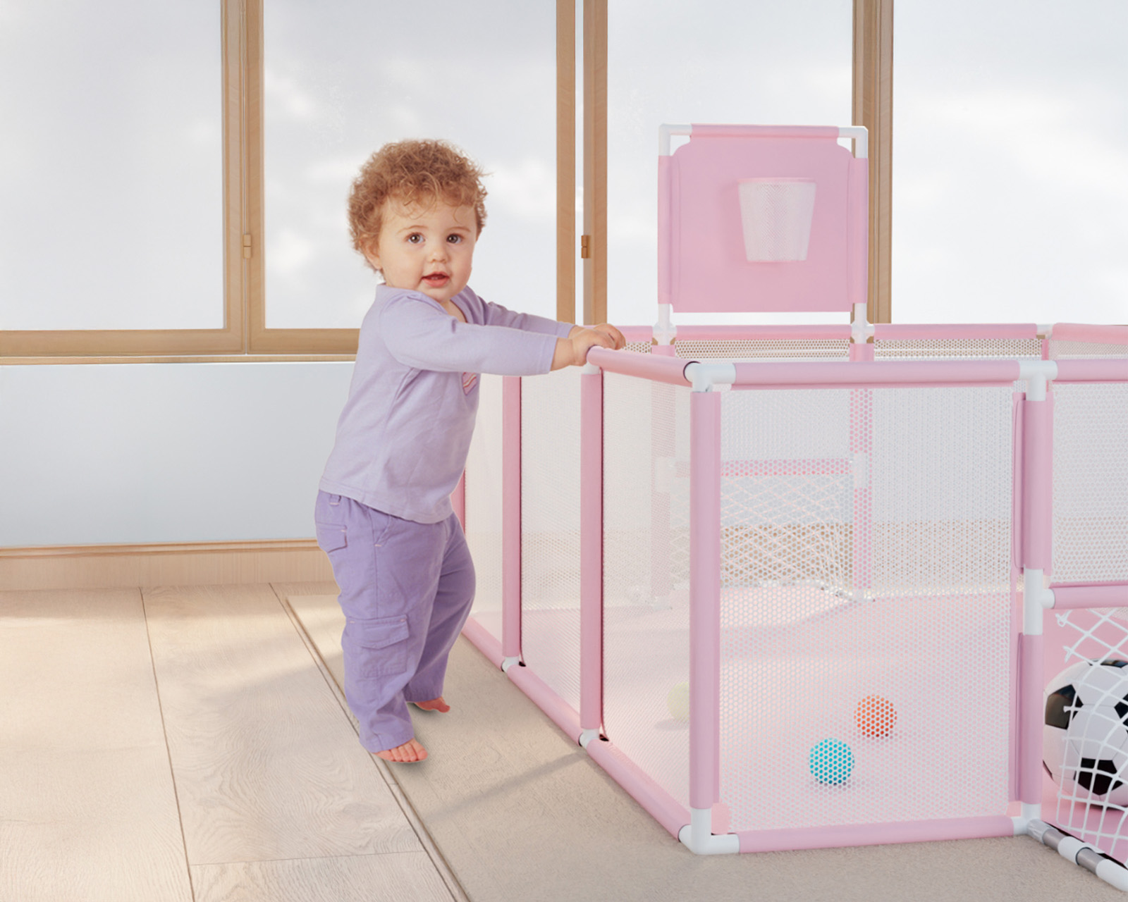 Foto 5 pulgar | Corral Infantil Gimnasio De Juegos Para Bebé Seguro Color Rosa Basitex