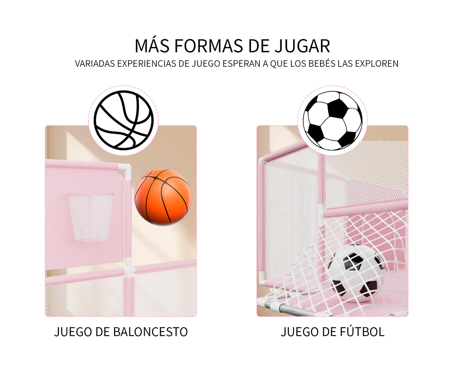 Foto 6 pulgar | Corral Infantil Gimnasio De Juegos Para Bebé Seguro Color Rosa Basitex