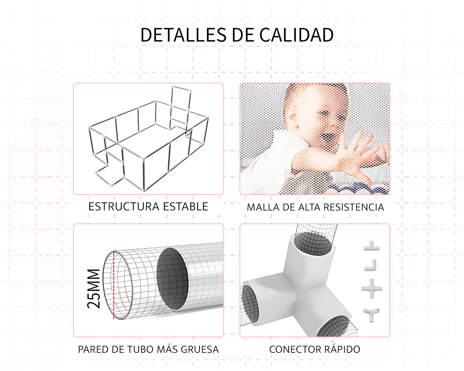 Foto 8 pulgar | Corral Infantil Gimnasio De Juegos Para Bebé Seguro Color Rosa Basitex