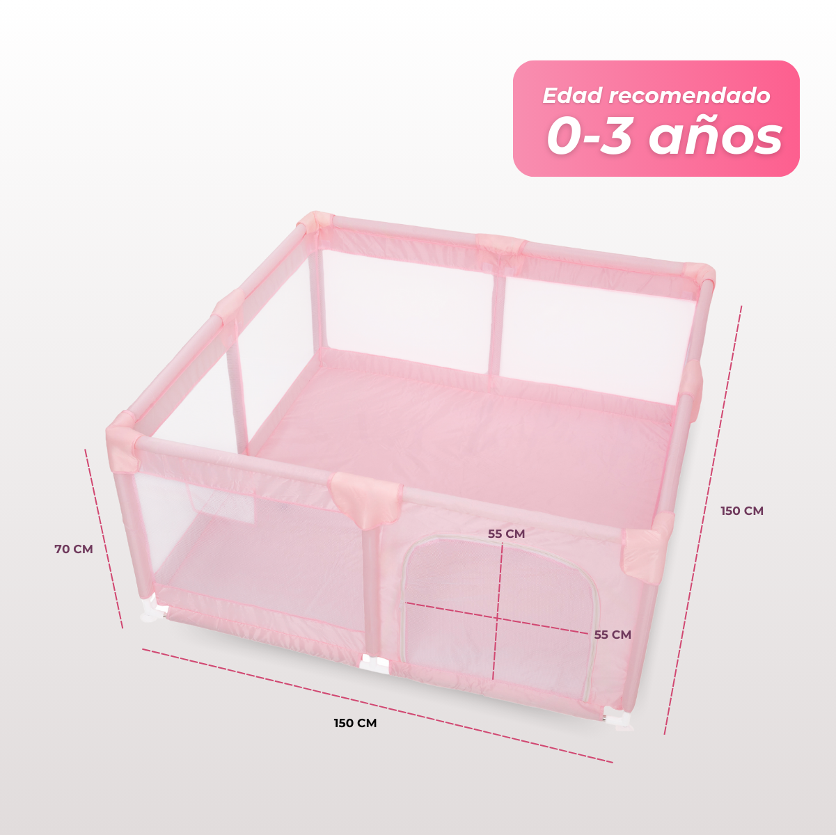 Foto 3 pulgar | Corral Para Bebé Aeiou Bc004 150*150 Plegable De Juego Rosa