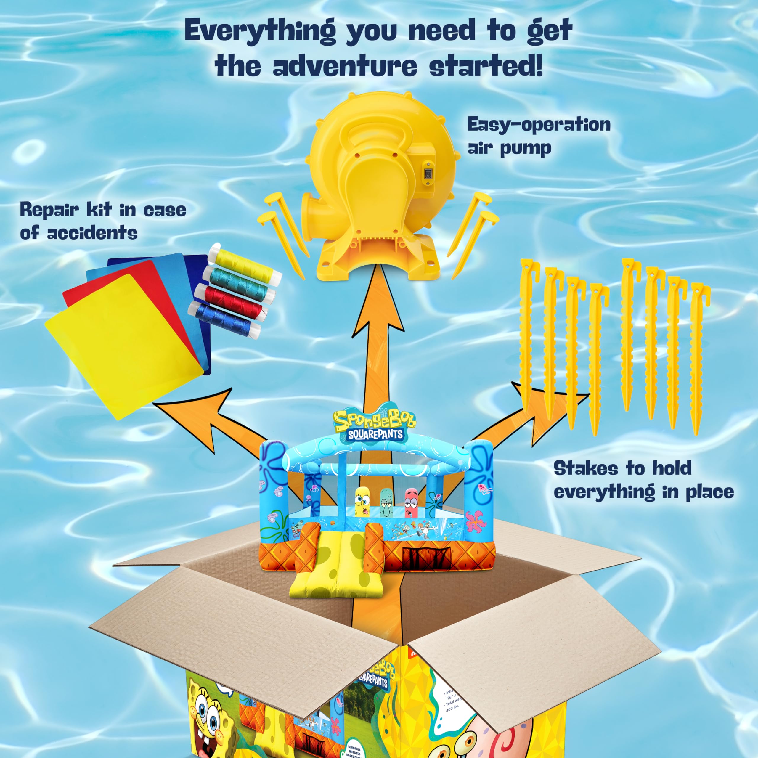 Foto 5 pulgar | Casa Hinchable Sunny & Fun Spongbob Con Ventilador - Venta Internacional.