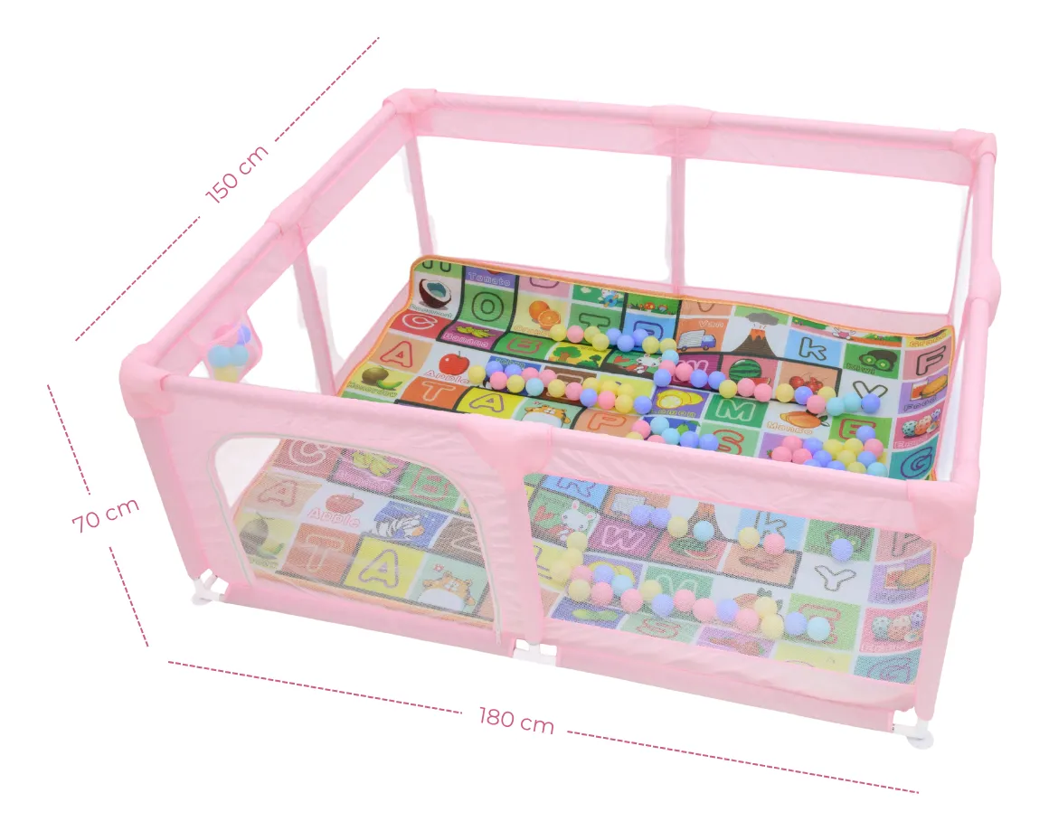 Foto 7 pulgar | Corral Para Bebé Aeiou Bc004 Plegable 150*180 Grande Rosa