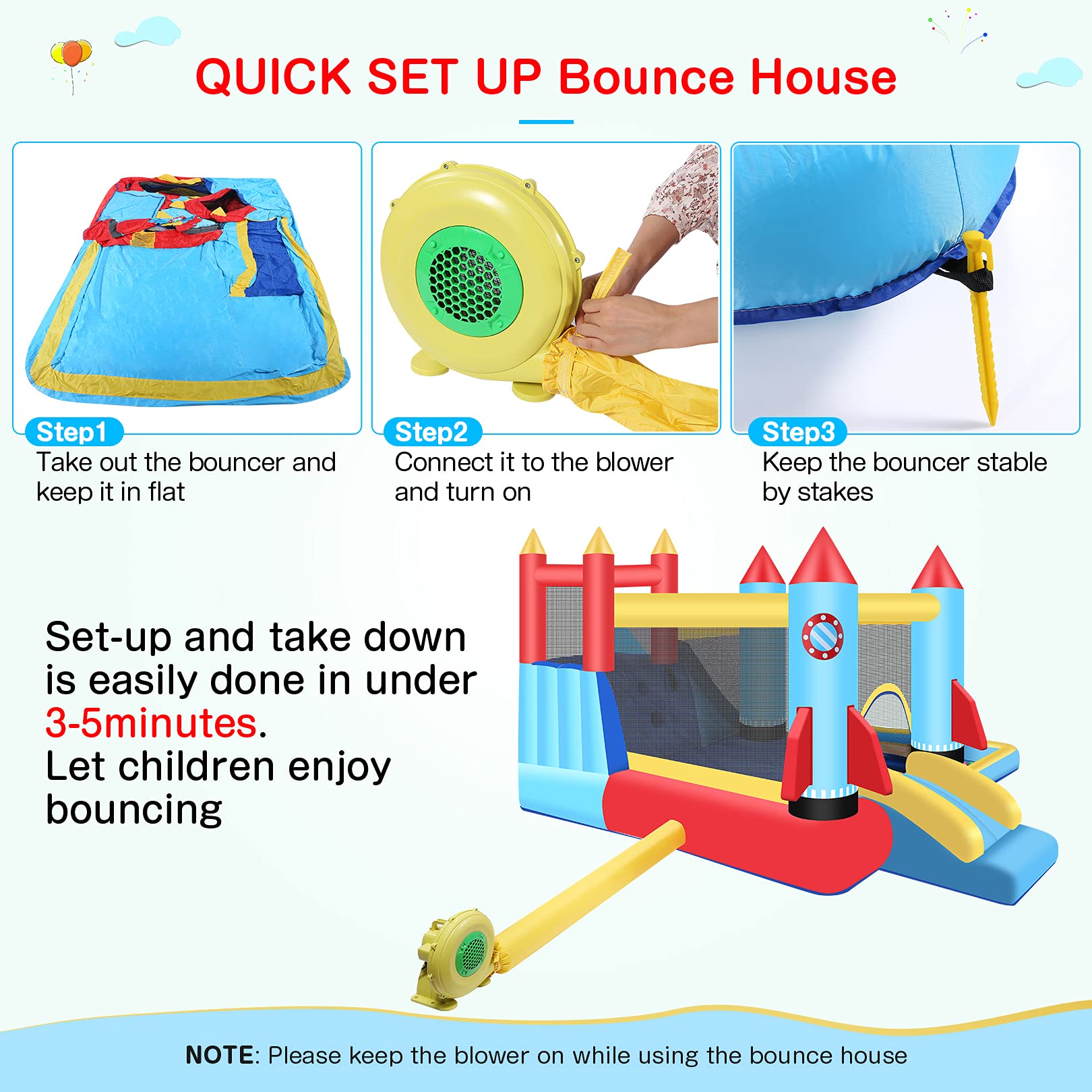 Foto 5 pulgar | Casa Hinchable Dreamvan Para Niños Con Ventilador - Venta Internacional.