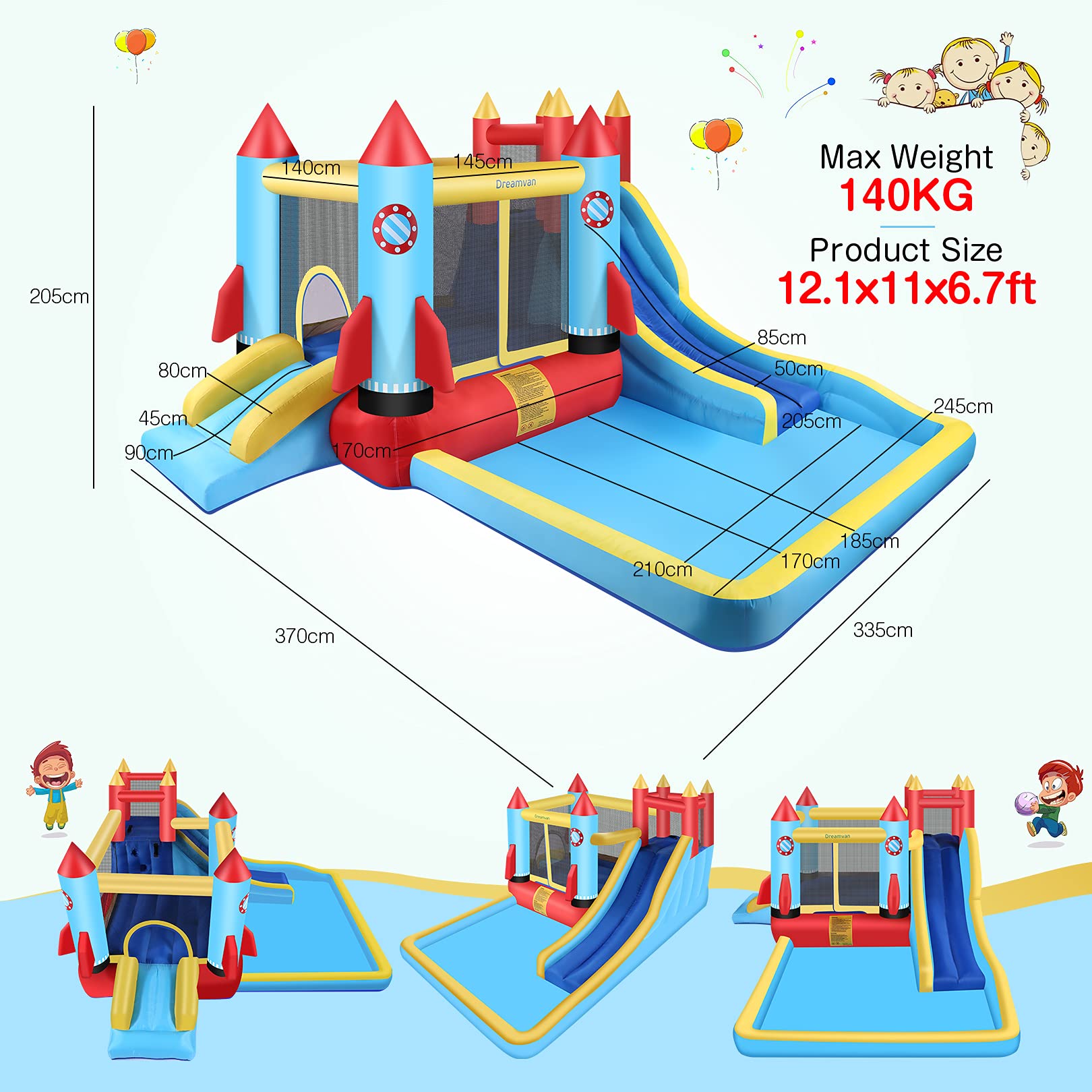 Foto 6 pulgar | Casa Hinchable Dreamvan Para Niños Con Ventilador - Venta Internacional.