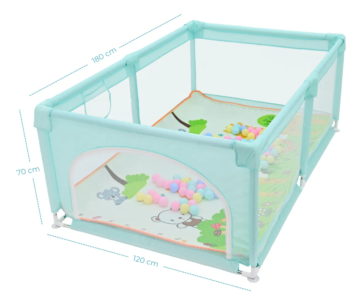 Foto 4 pulgar | Corral Para Bebé Aeiou Bc004 Plegable De Seguridad 120*180 Azul/verde