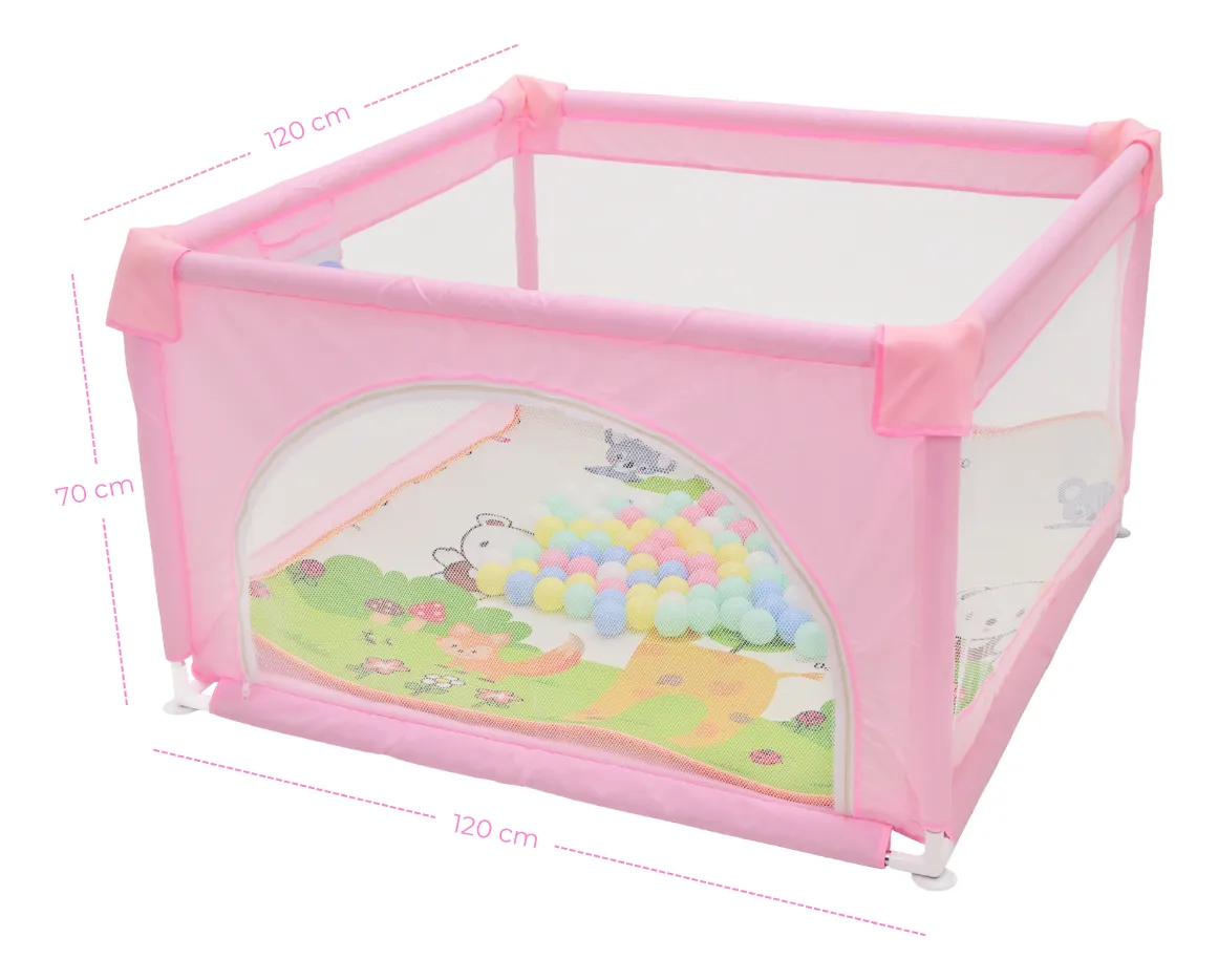 Foto 4 pulgar | Corral Para Bebé Aeiou Bc004 Plegable 120*120 Cm Accesorios Rosa