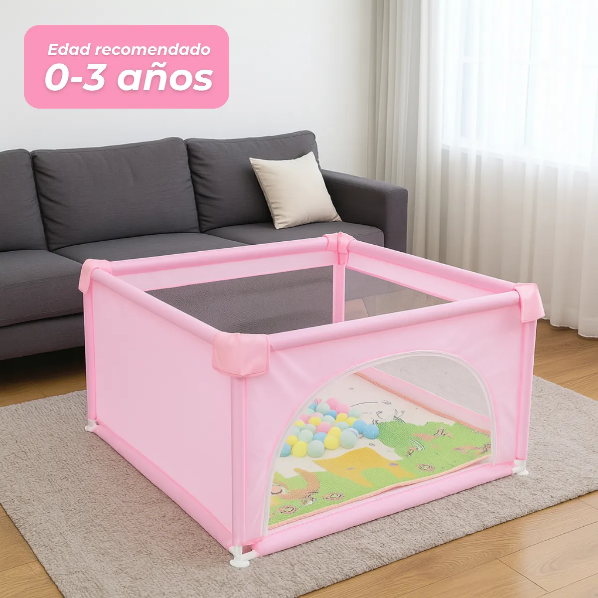 Foto 8 pulgar | Corral Para Bebé Aeiou Bc004 Plegable 120*120 Cm Accesorios Rosa