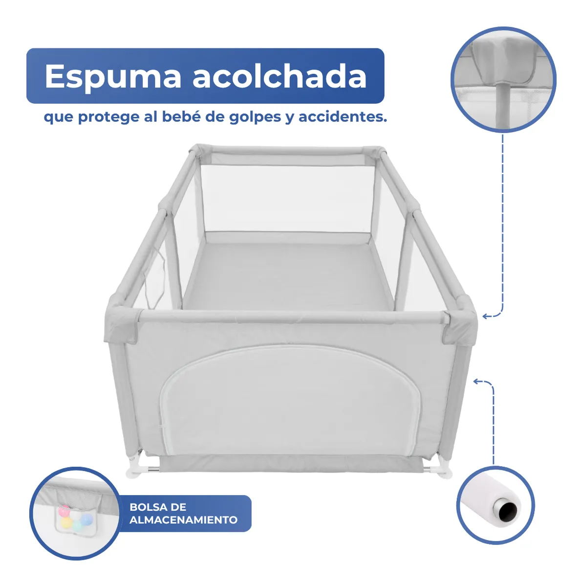 Foto 4 | Corral Para Bebé Aeiou Bc004 Plegable De Seguridad 120*180 Gris