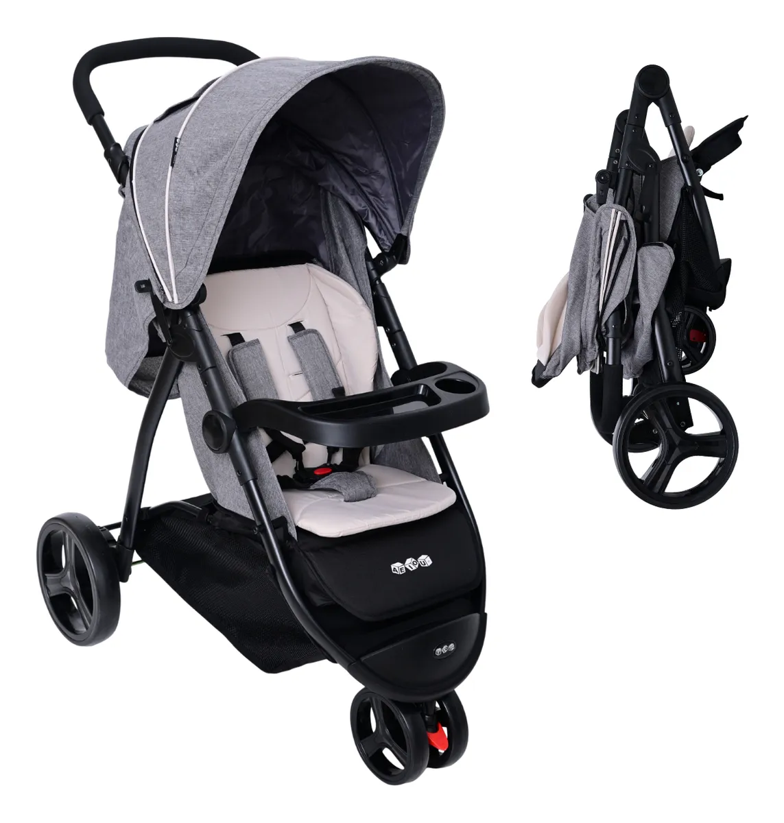 Foto 1 | Carriola Para Bebé Aeiou Francia Reclinable Con 3 Llantas Beige