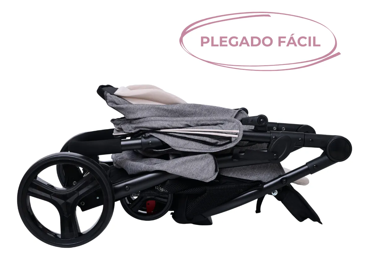 Foto 6 pulgar | Carriola Para Bebé Aeiou Francia Reclinable Con 3 Llantas Beige