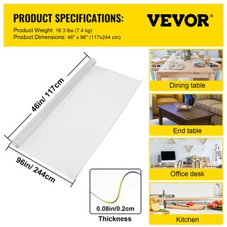 Foto 7 | Mantel Vevor De Plástico, 96 X 46 Cm, Pvc Grueso, Transparente, Impermeable - Venta Internacional.