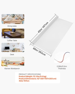 Foto 7 | Cubierta De Mesa Vevor De Plástico Pvc Transparente 107 X 203 X 0,2 Cm - Venta Internacional.