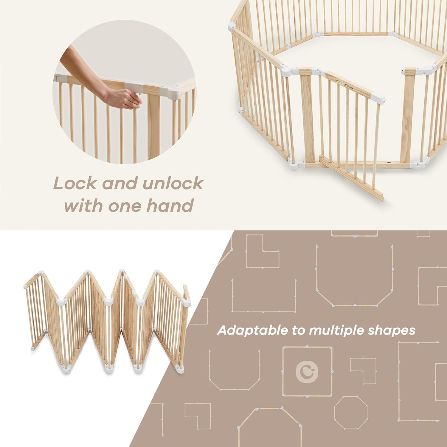 Foto 8 pulgar | Baby Playpen & Baby Gate Comfy Cubs, Plegables, De Madera - Venta Internacional.