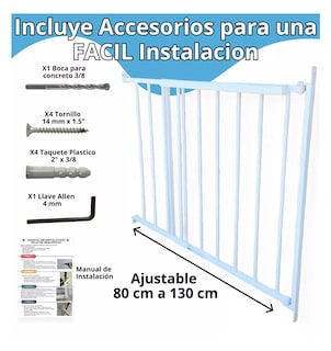 Foto 5 | Puerta Reja Seguridad Bebes Escaleras Mascotas Expandible Bb Blanco
