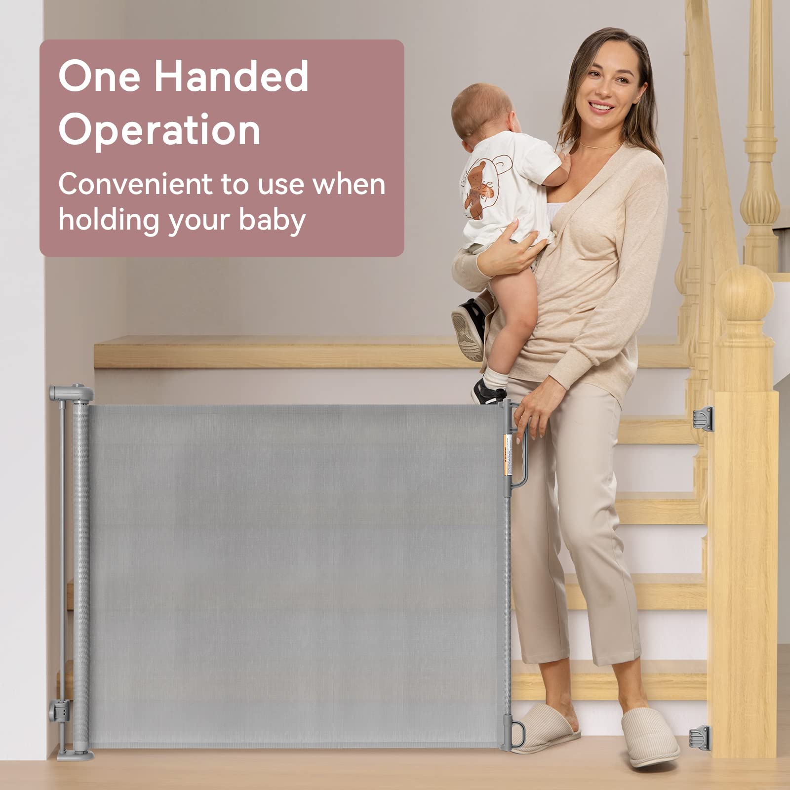 Foto 5 pulgar | Puerta Retráctil Para Bebés Momcozy, Malla, 104 Cm De Alto Y 180 Cm De Ancho - Venta Internacional.