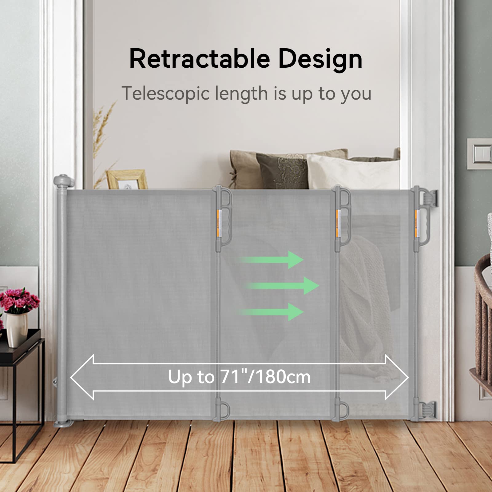 Foto 6 | Puerta Retráctil Para Bebés Momcozy, Malla, 104 Cm De Alto Y 180 Cm De Ancho - Venta Internacional.