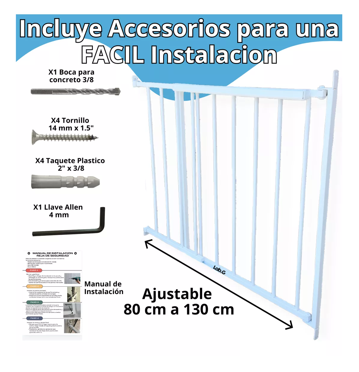 Foto 6 pulgar | Puerta Reja Seguridad Bebes Escaleras Mascotas Expandible Bb Blanco