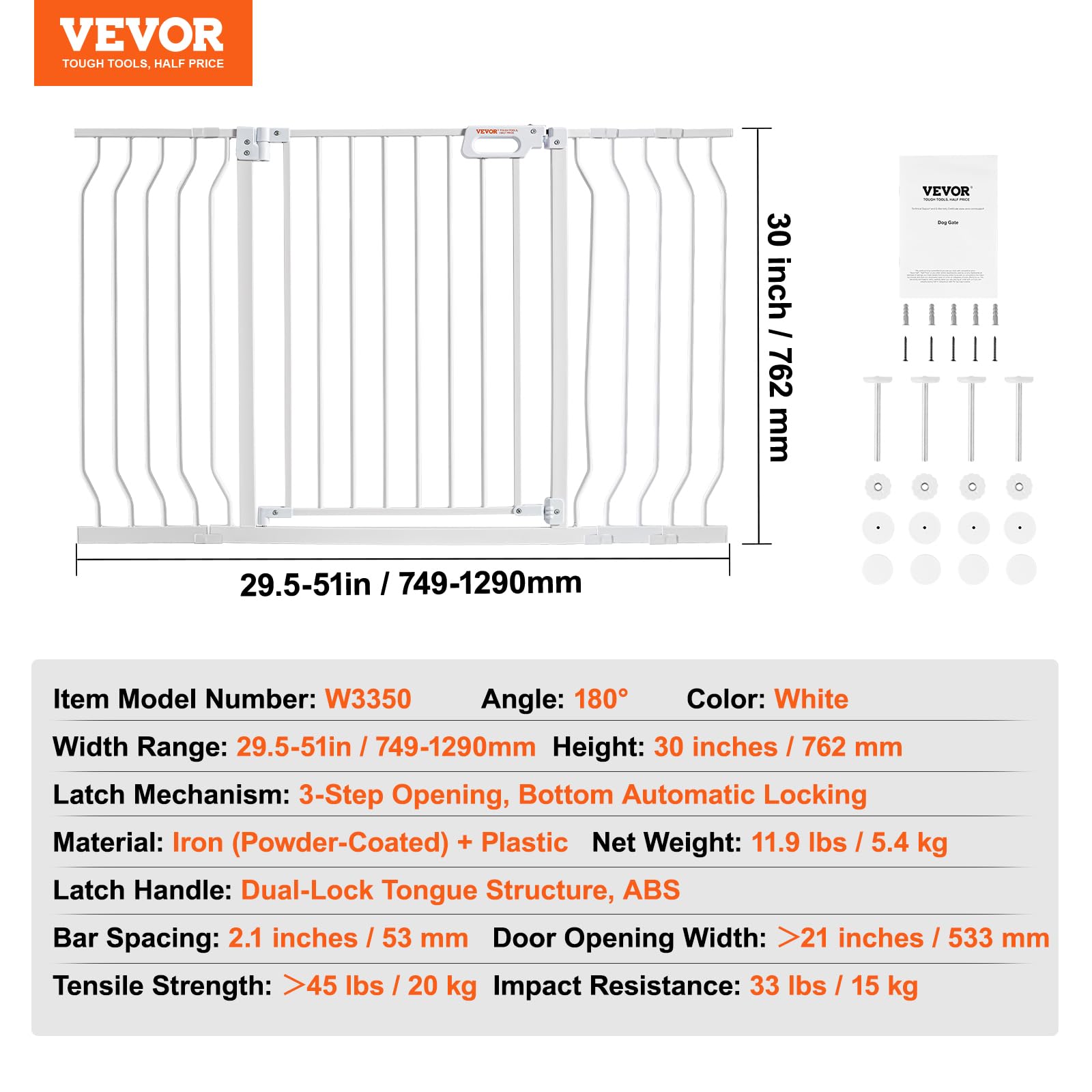 Foto 8 pulgar | Puerta De Seguridad Vevor 29.5-51 Extra Ancha Para Escaleras Y Puertas - Venta Internacional.