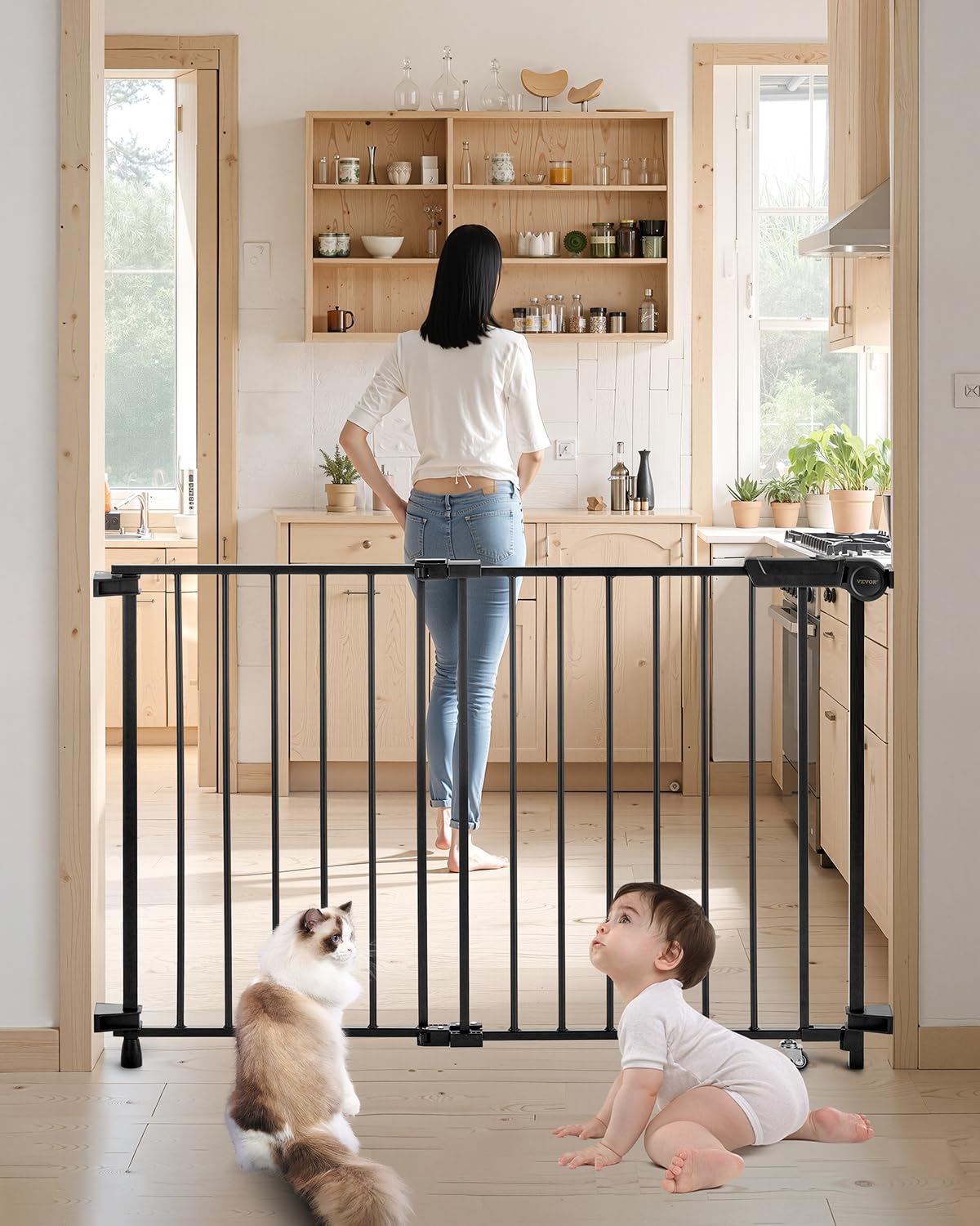Foto 2 pulgar | Baby Gate Vevor Ajustable De 75 A 109,2 Cm De Ancho Y 71 Cm De Alto, Color Negro - Venta Internacional.