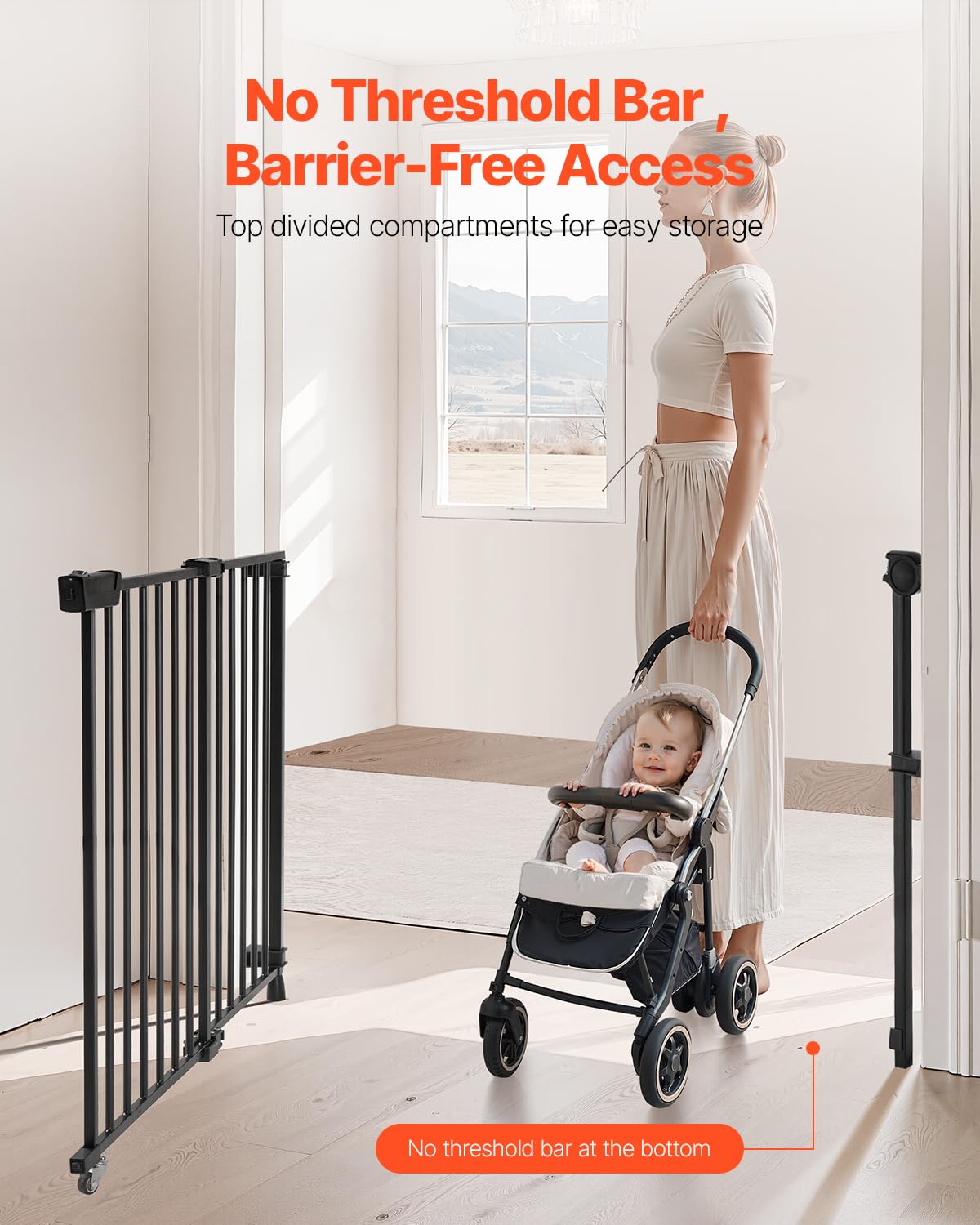 Foto 3 pulgar | Baby Gate Vevor Ajustable De 75 A 109,2 Cm De Ancho Y 71 Cm De Alto, Color Negro - Venta Internacional.